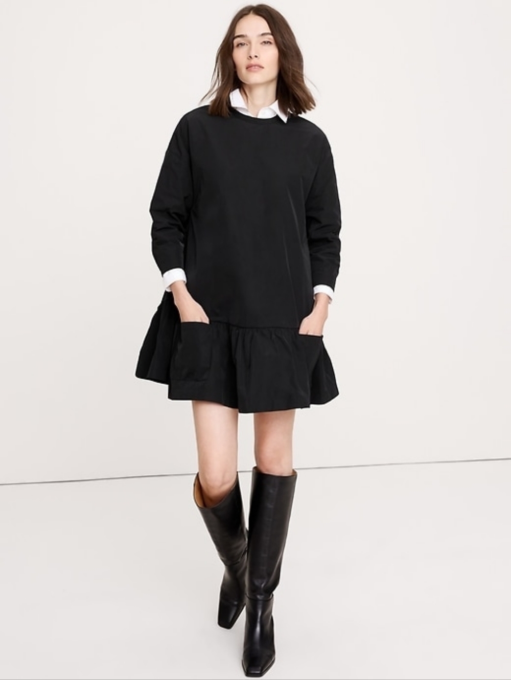 Banana Republic Taffeta Mini Dress Black NWT